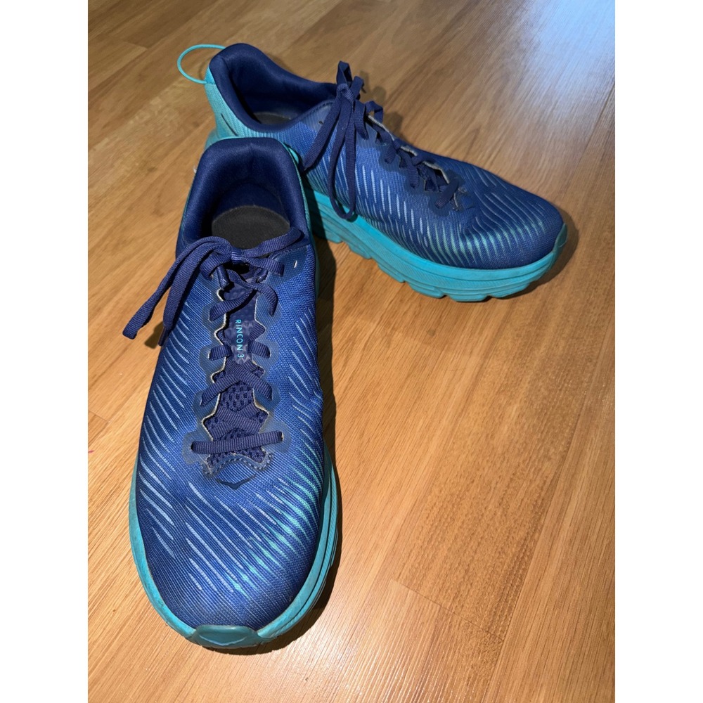 Hoka One One Rincon 3 Blue Turquoise Running Shoes Womens 8D Wide Low Top